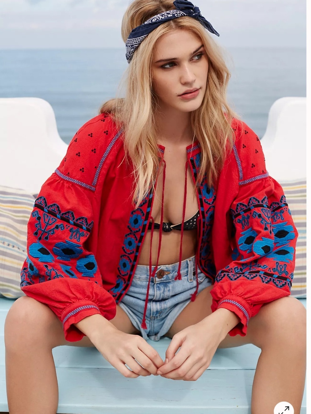 Free People Embroidered Swingy Jacket